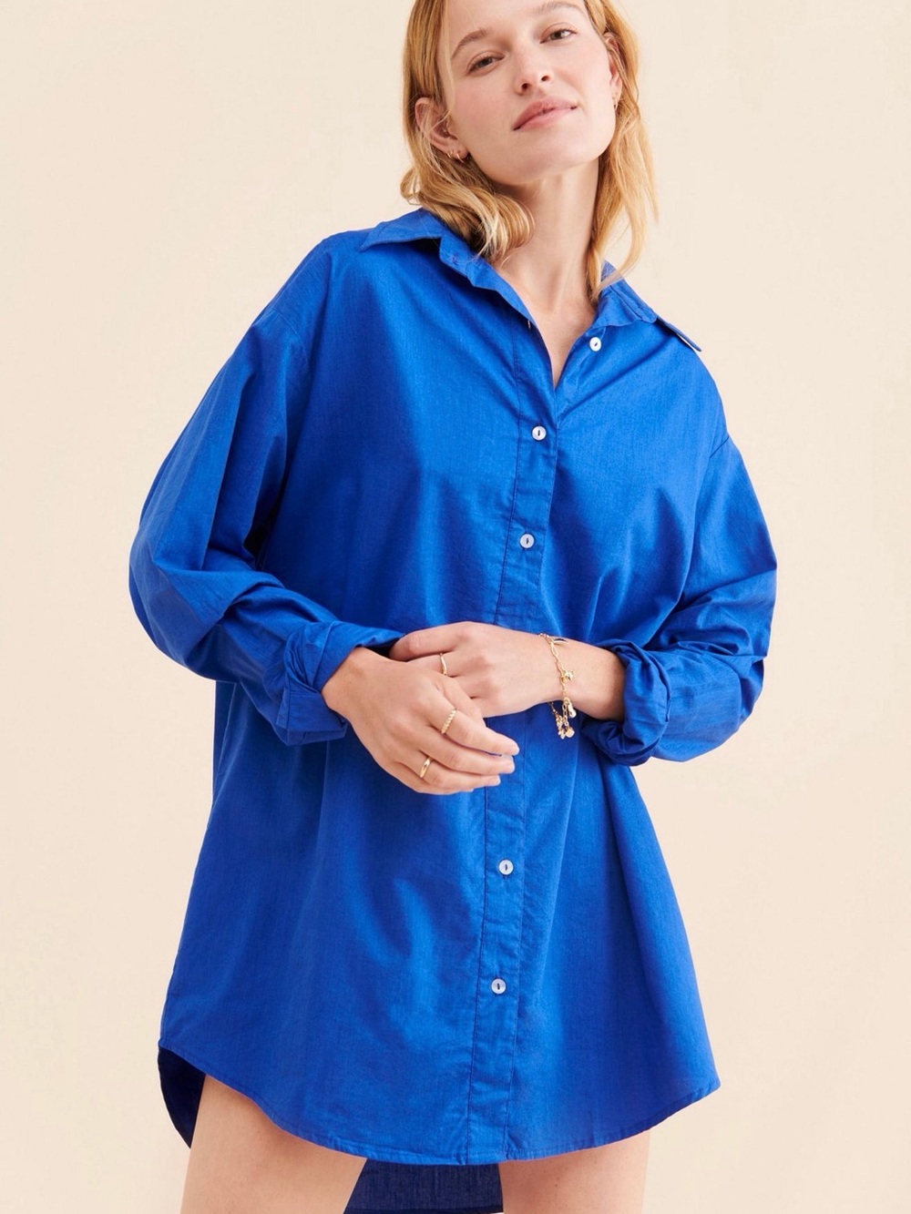 Salty Island Shirt Dress  in Cobalt Blue